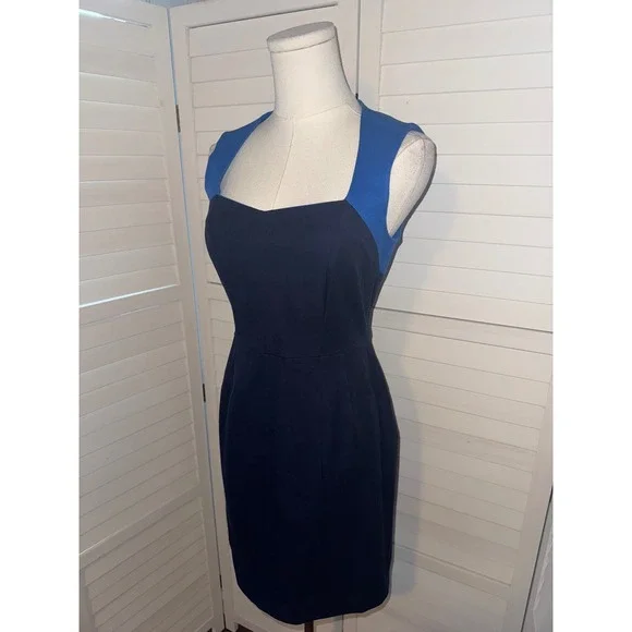 Banana Republic Petite Navy Blue Royal Blue Sheath Dress Size 6P - Picture 4 of 8